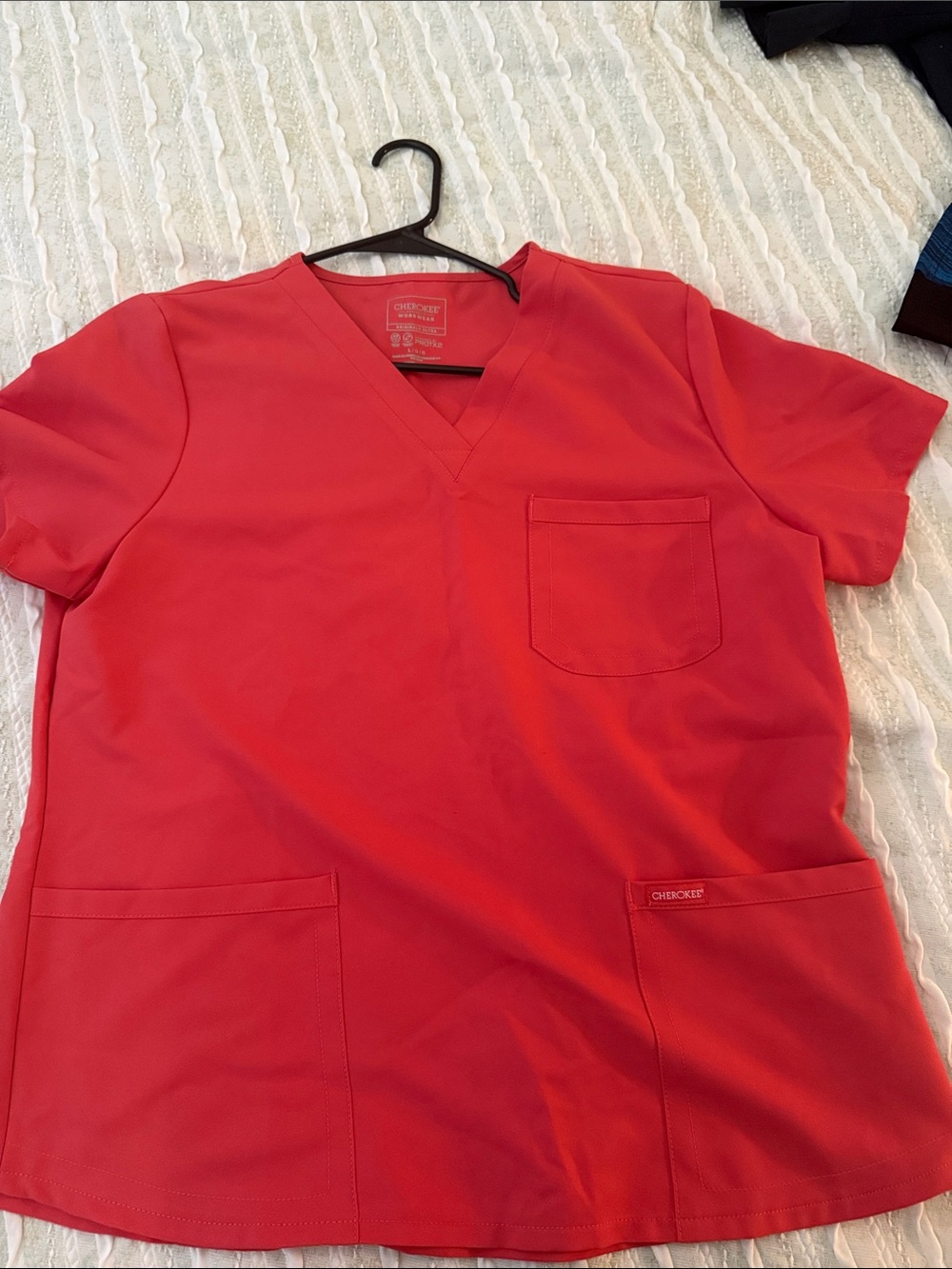 Cherokee Coral V-Neck Short Sleeve Scrub Top